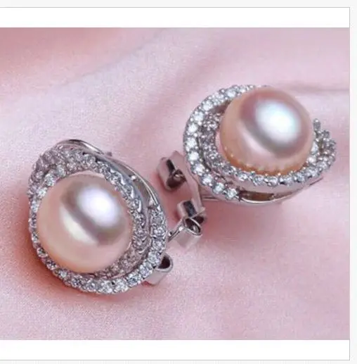 

charming 10-11mm south sea lavender pearl earring 925S