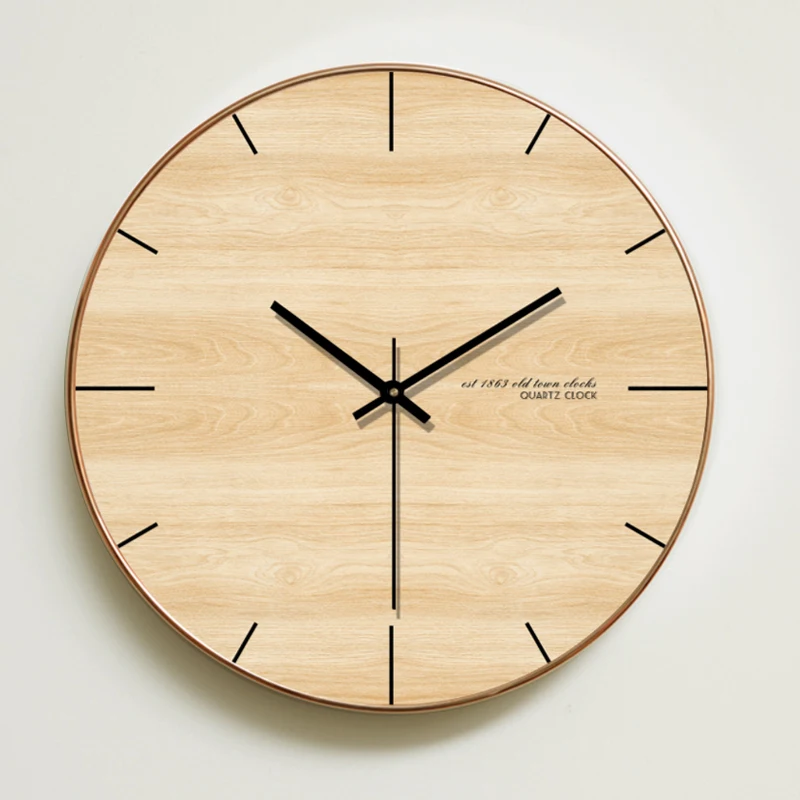 Round Wall Clock Wooden Modern Design Wooden Wall Clock Big Home Christmas Home Decoration Accessories