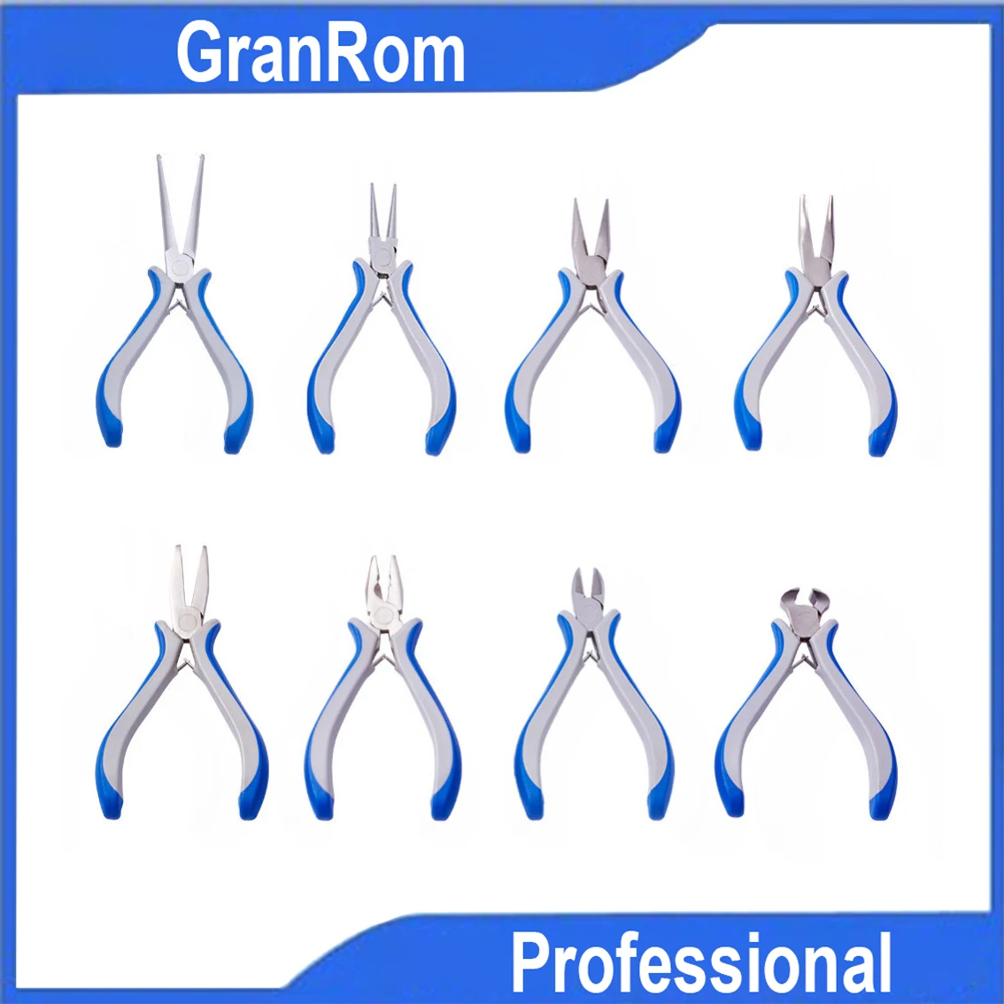 

Mini Pliers 8pcs Kits Cutting Pliers Nickel Iron Round Needle Nose Pliers With Blue White Handle DIY Jewelry Tools