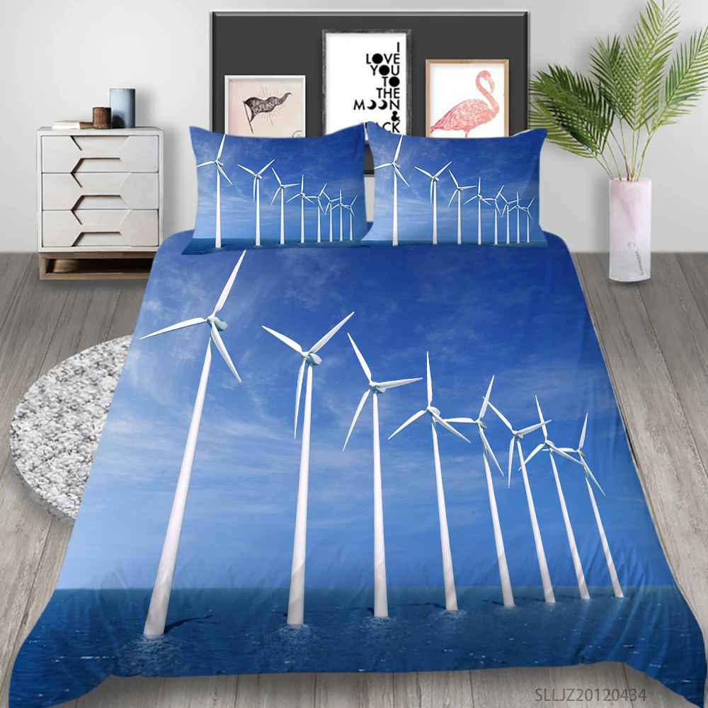 Bedding Set Duvet Cover Set Windmill King Queen Size Modern Home Bed Set Pillowcase Bedroom Decoration