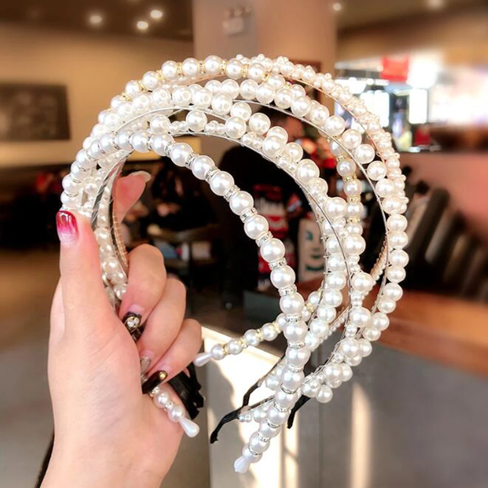 2024 New Women Elegant Full Pearls Hairbands Lady Headband Hair Hoops Holder Ornament Headwear Fashion Hair Accessories