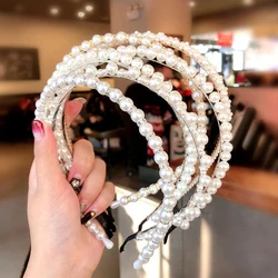 Elegantes pérolas completas hairbands para mulheres, lady headband, aros de cabelo, titular ornamento, moda headwear, acessórios de cabelo, novo, 2024