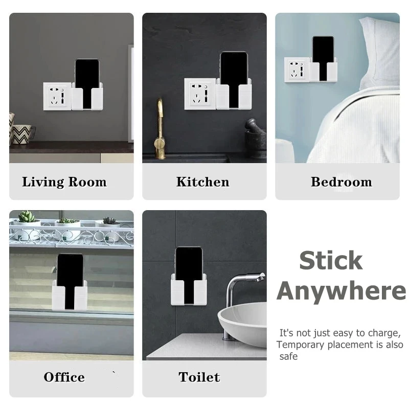Punch Free Wall Mounted Organizer Storage Box Remote Control Mounted Mobile Phone Plug Wall Holder Charging Multifunction hook