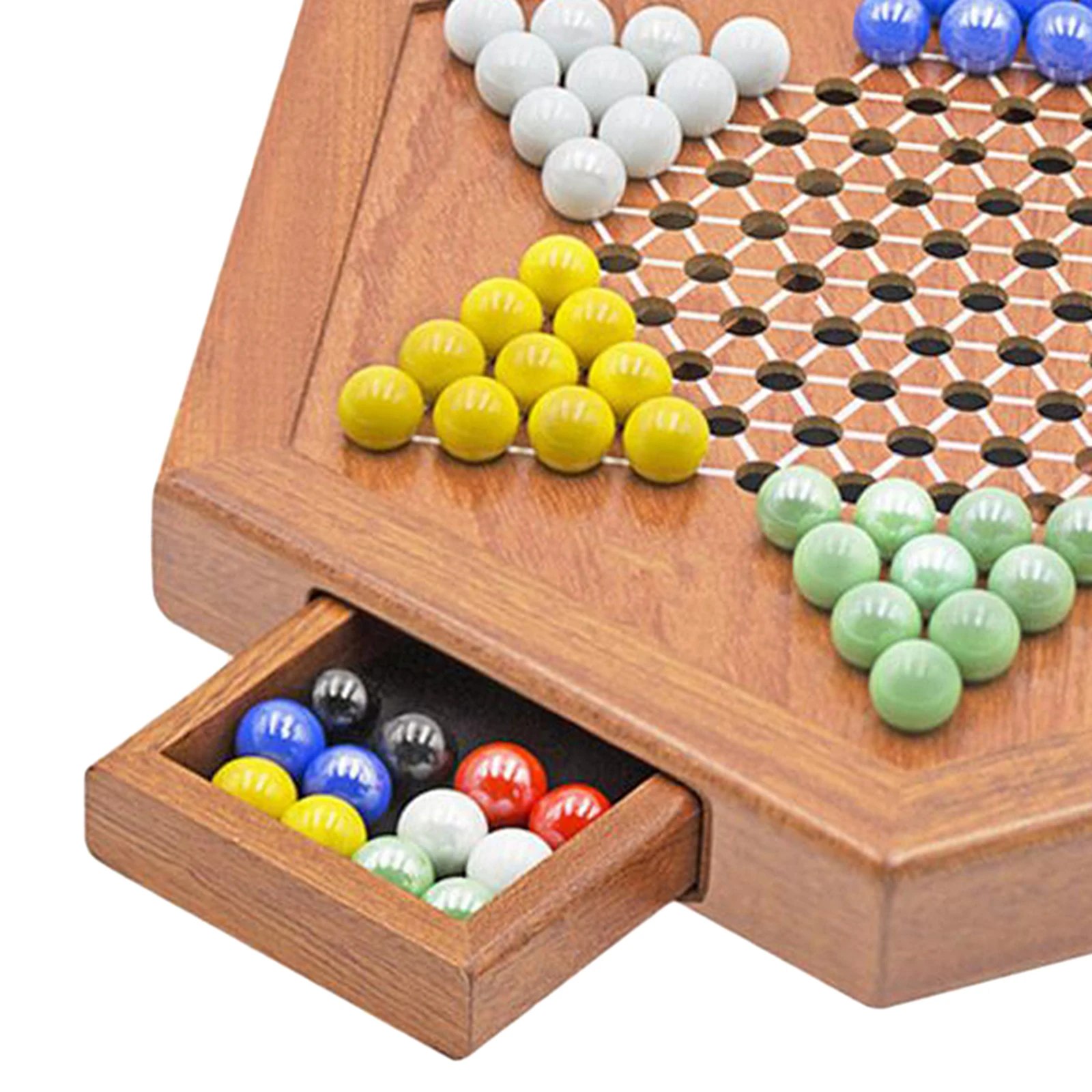 Traditional Chinese Checkers with Drawers Board Game Fine Party Fun Set