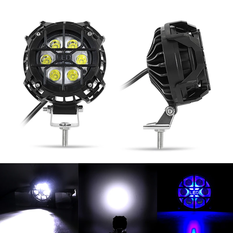 2PCS/1PC 4Inch 12V 24V 6500K Waterproof Round LED Night Bar Lights Portable Spotlights Motorcycle Offroad Truck