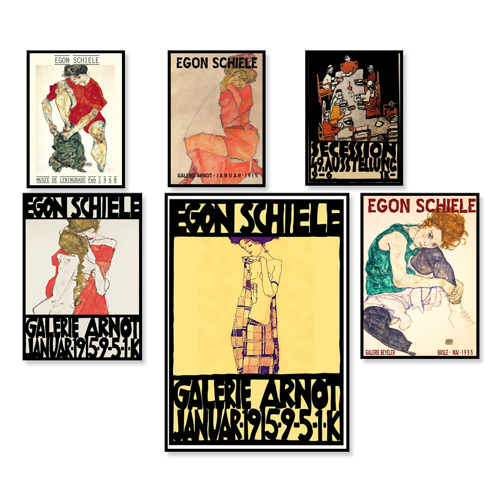 EGON SCHIELE poster 1915, Art Nouveau poster, German expressionism, 20th century art gallery poster canvas printing