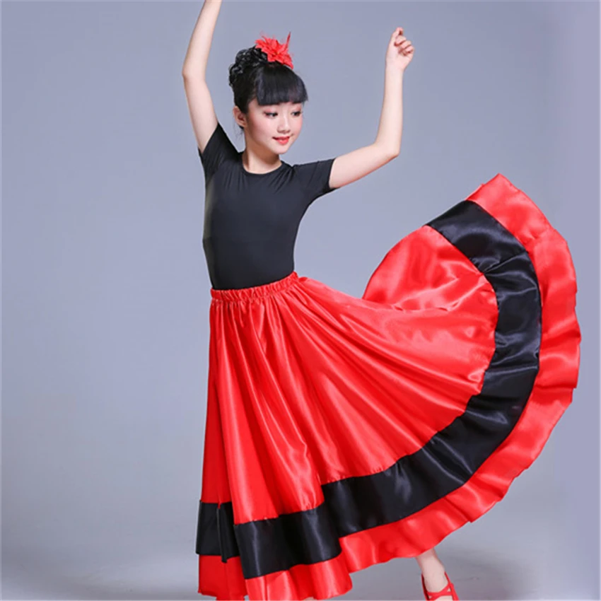 Jupe flamenco pour filles, robe espagnole, chorale, performance sur scène, danse gitane, tauromachie rouge, robes flamengo