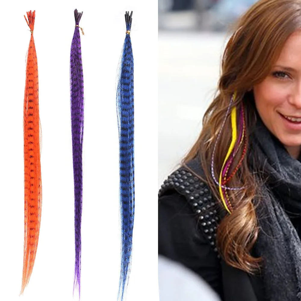 55PCS Synthetic Straight Multi-color Feathers Hairpiece Wig Hair Extension Beauty Tool For Hair Feather Extensions