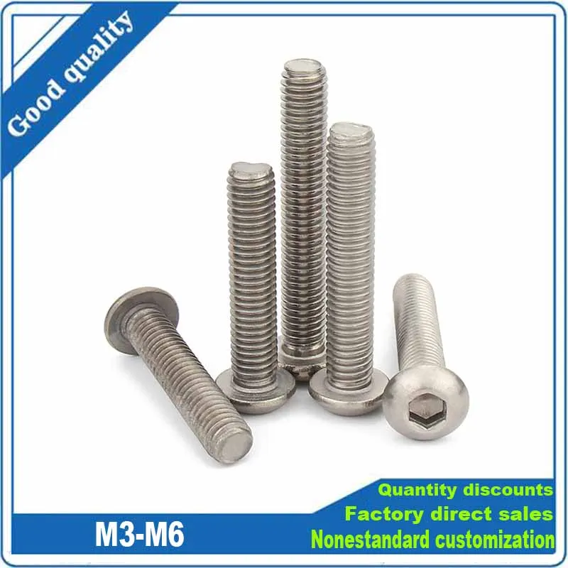 

5Pcs M2 M2.5 M3 M4 M5 M6 TA2 Pure Titanium Alloy Hexagon Hex Socket Head Button Allen Bolt Machine Screw Length 6-50mm ISO7380