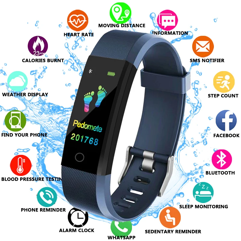 

FXM 2019 Smart Watch Men Health Monitor Heart rate/Blood Pressure/Pedometer Bluetooth Waterproof Sports Bracelet