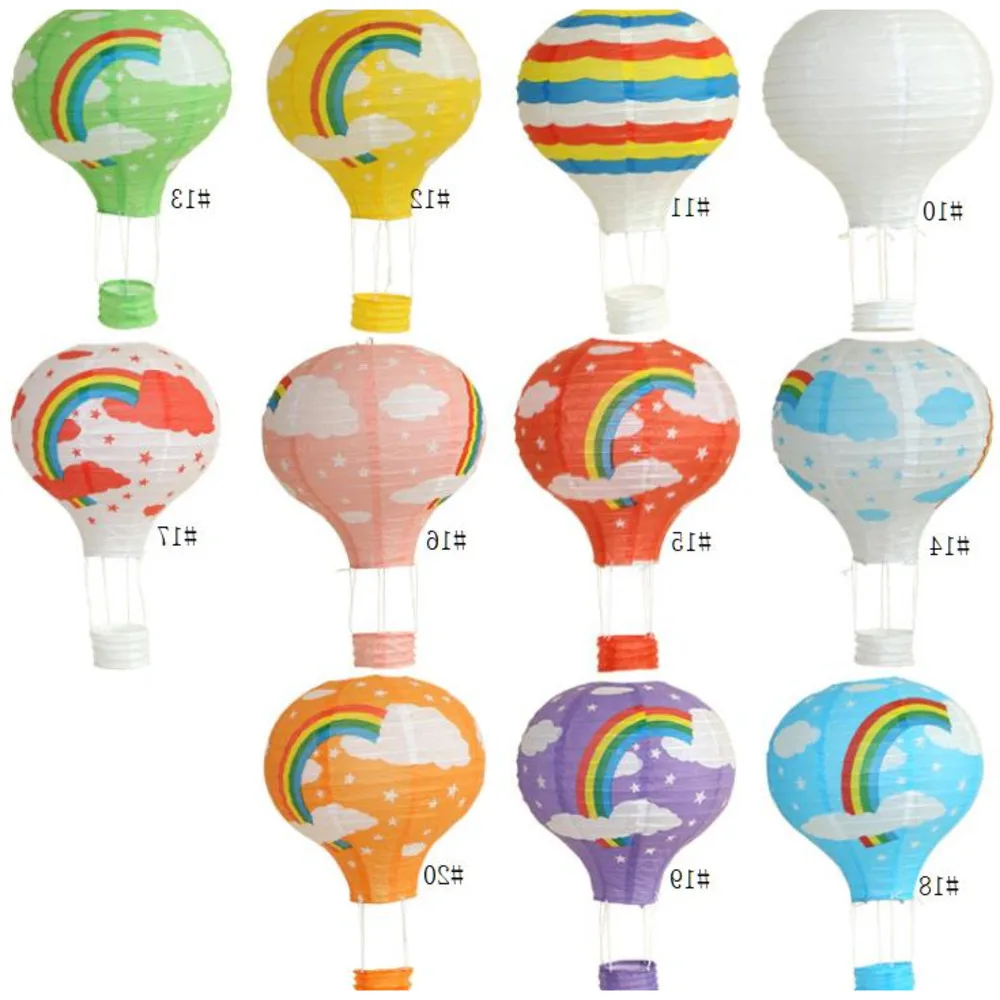 

100pcs Rainbow Lantern Hot Air Balloon Paper Lantern Kids Birthday Party Wedding Decor Multi Colours Lantern 10/12/16inch