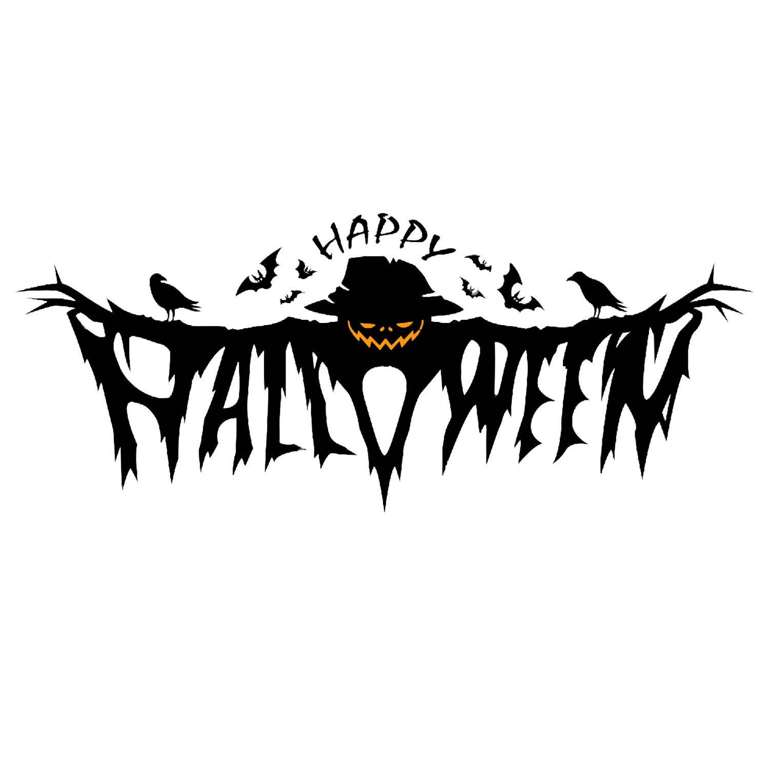 Horror Scarecrow Crow Bat Happy Halloween Text Metal Cutting Dies