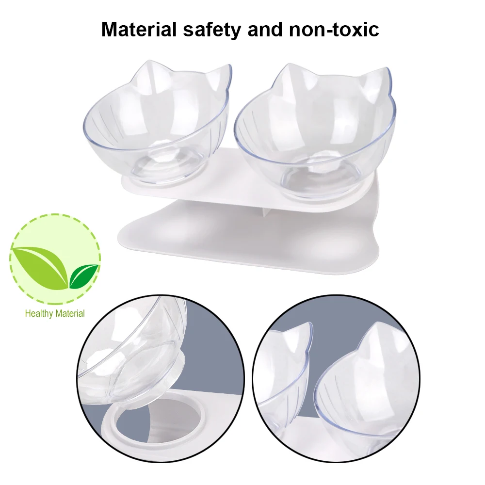 Non-slip Pet Supplies Pet Food Water Feeder Protection Cervical Cat Bowl Dog Bowl Durable Double Bowls