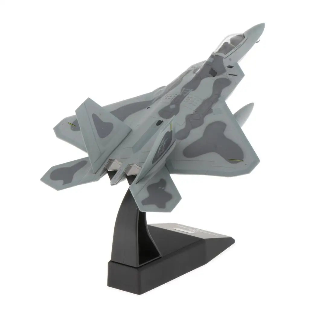 1:100th Alloy F-22 Fighter Raptor Aircraft Diecast Model W/ Stand Kids Gift