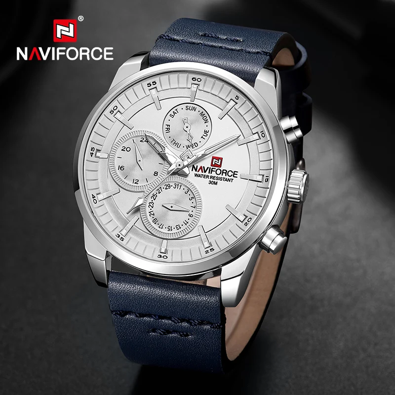 

NAVIFORCE Luxury Men's Quartz Watches Military Sport Wristwatch Genuine Leather Waterproof Business Clock Male Relogio Masculino