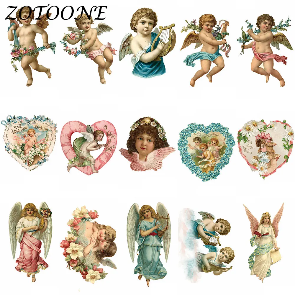 ZOTOONE Cute Angel Patch Iron on Transfer Patch per abbigliamento abbigliamento per bambini abiti fai-da-te decorazione ferro su trasferimento Alien E