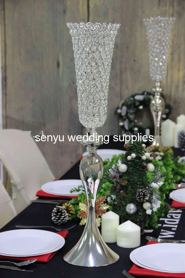 crystal wedding centerpiece table flower vase wedding decoration trumpet vases gold silver flower ball stand senyu0800