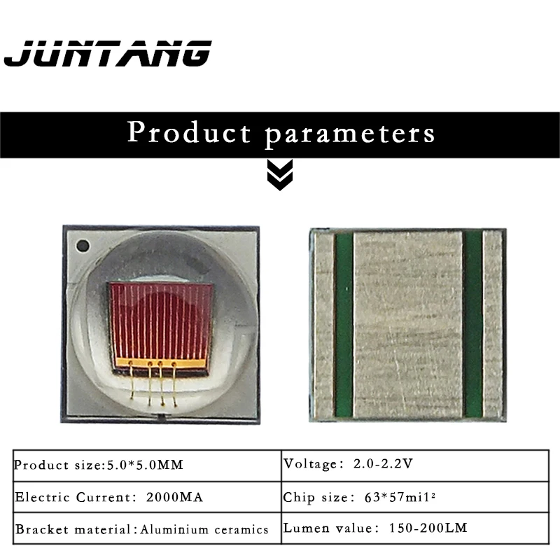 Cuentas de lámpara con chip CREE XML2 de alta potencia, lámpara roja de sustrato de cerámica, T6 620nm-630nm, 150-200LM, 5050x5,0mm, 2 piezas, 6W,