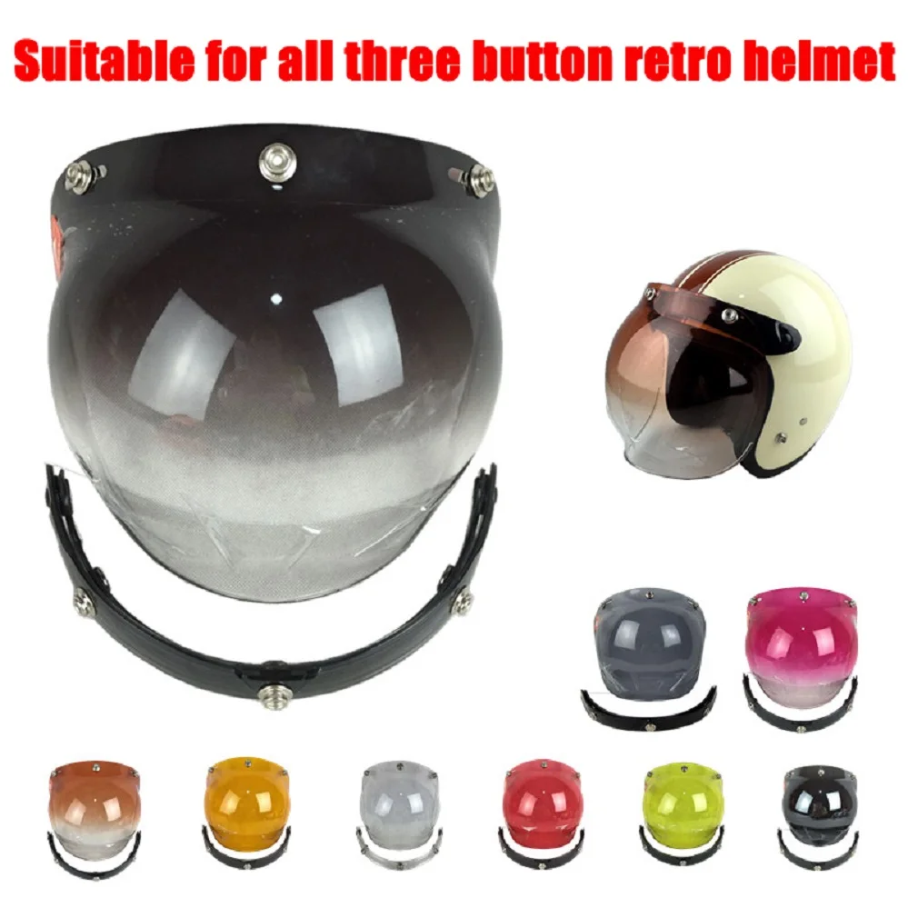 Vintage Motorcycle Helmets Bubble Visors Lens With Shield 3 Button General 3/4 Open Face Motorcycle Jet Helmet  Accessories