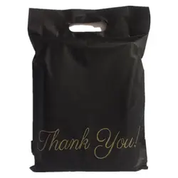 50Pcs Black Tote Bag With Golden Logo Mail Bags Printed Poly Mailer Packaging Envelopes With Self Seal Courier Storage Bags