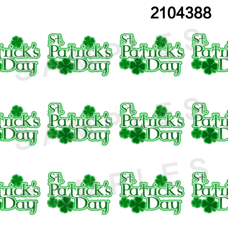 10yadrs Happy St. Patrick\'s Day Green Clover Pattern Printed Grosgrain / Satin Ribbons
