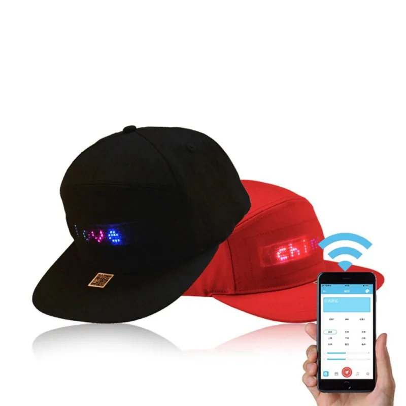 LED Display Cap Smartphone App Controlled Glow DIY Edit Text Hat Baseball Cap Women Men Special Cap Couple Hat New