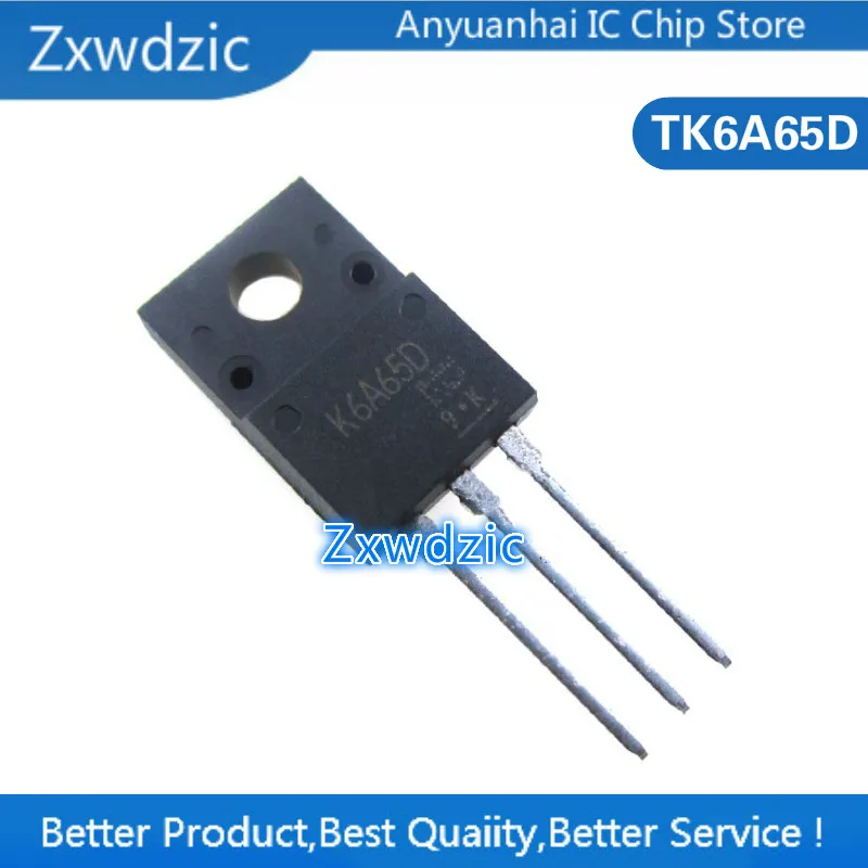 10pcs TK6A65D TO-220F K6A65D TO-220 TK6A65 TO220F MOSFET N-Ch FET 650V 4.0s IDSS 10 uA .95 Ohm