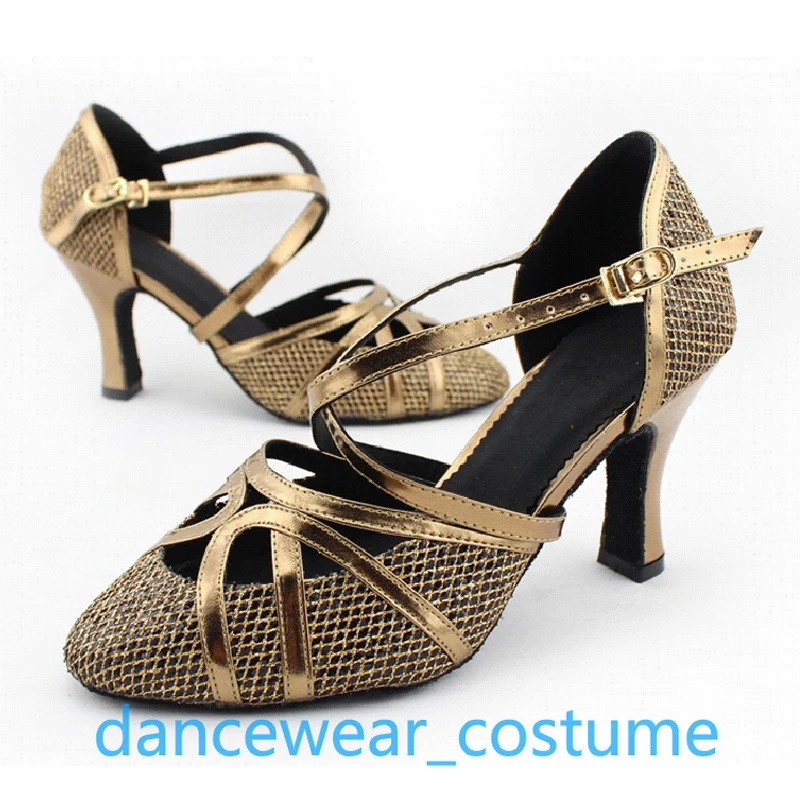 

New Ladies Party Ballroom Latin Tango Modern Samba Salsa Dance Shoes Practice Performance Soft Suede Bottom Heels Sandals US5-9