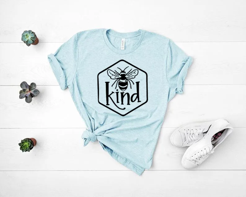 Women Bee Kind T-shirt Aesthetics Graphic Short Sleeve  Cotton T Shirts Female Camisetas Verano Mujer 2021 top y2k Streetwear