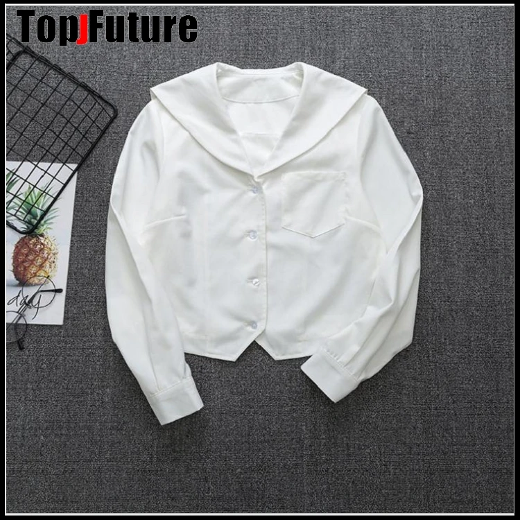 Nagoya lapel Kansai Sapporo Kanto lapel Sailor suit School uniform JK  girls White shirt Student short  long sleeve top shirt