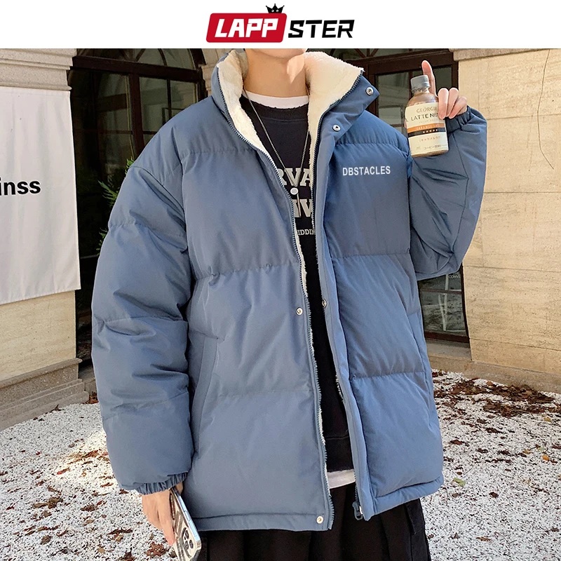 LAPPSTER Men Harajuku Korean Winter Puffer Jacket 2023 Mens Colorful Cotton Streetwear Bubble Coat Male Vintage Japanese Jackets