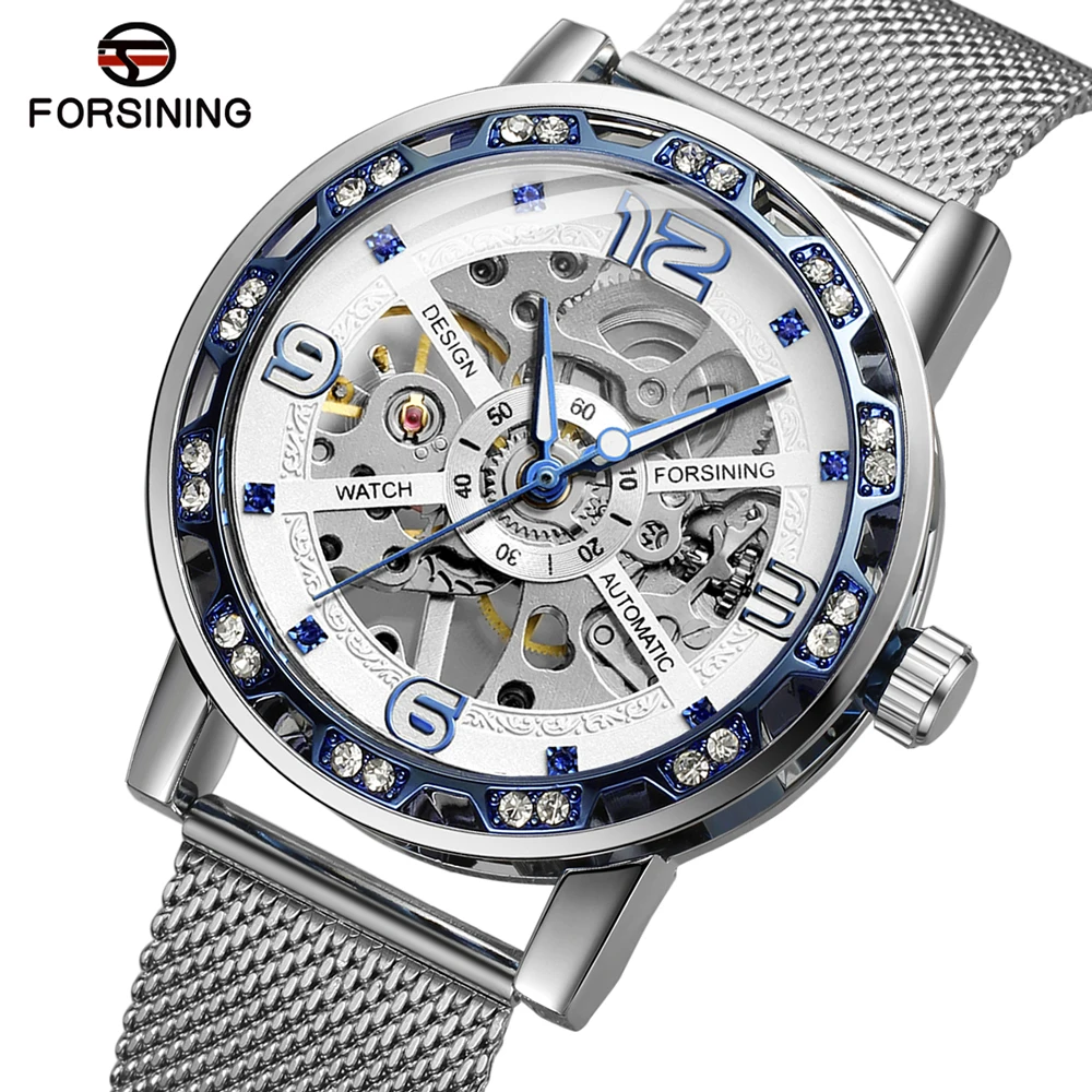 

Top Brand FORSINING Men Hand-Wind Mechanical Watch Fashion Stainless Steel Mesh Belt Waterproof Wristwatch Relogio Masculino