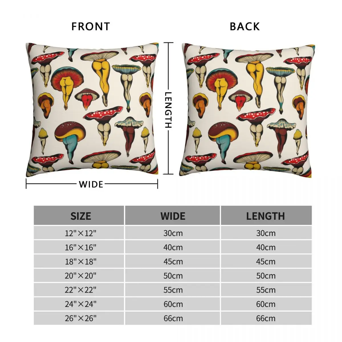 Sexy Mushrooms Tattoo Flash Pillowcase Polyester Velvet Linen Creative Zip Throw Pillow Case Sofa Seater Cushion Cover Wholesale