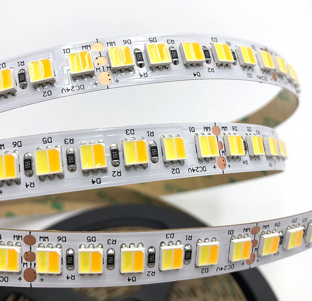 5m LED z możliwością przyciemniania taśmy 120 diod/m 60 LED/M 5050 CCT podwójne kolorowy pasek LED biały + ciepły biały kolor regulacja temperatury