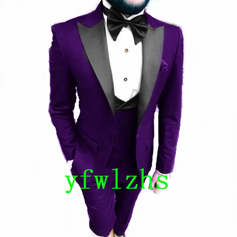 

Handsome One Button Groomsmen Peak Lapel Groom Tuxedos Wedding Dress Men Suits Blazer Prom Dinner (Jacket+Pants+Tie+Vest) B118