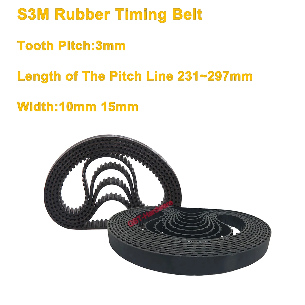 1PCS S3M-300 312 318 321 324 327 330 339 354 357 378mm Rubber Close Loop Timing Belt Width 10/15mm Belt Grinder Behind Tractor