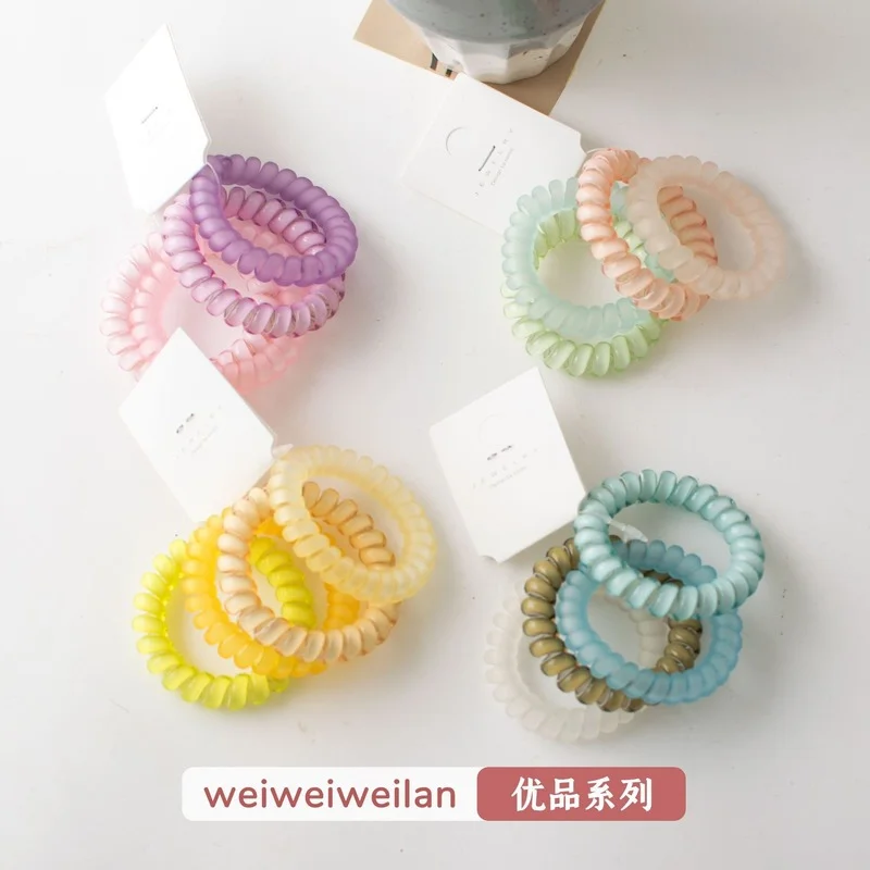 South Korea's new sweet ice cream color phone cord hair ring purple transparent frosted large phone ring seamless hair accessory