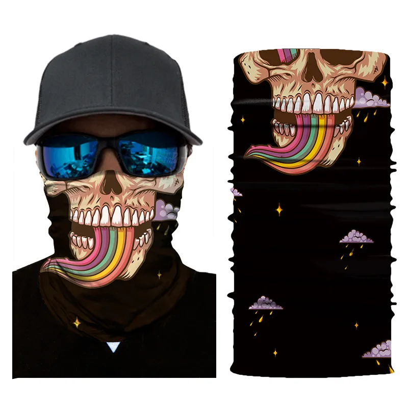 3D Seamless Magic Bandana Clown Ghost Skull Tube Neck Warmer Face Cover Head Scarf Headband Headwear Snowboard balaclava