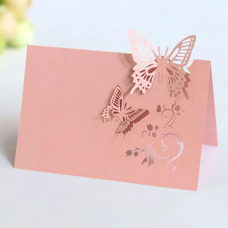 Butterfly Name Place Card, Table Decor, Name Message Greeting Card, Birthday Wedding Decoration, Baby Shower, Party Favor, 50Pcs