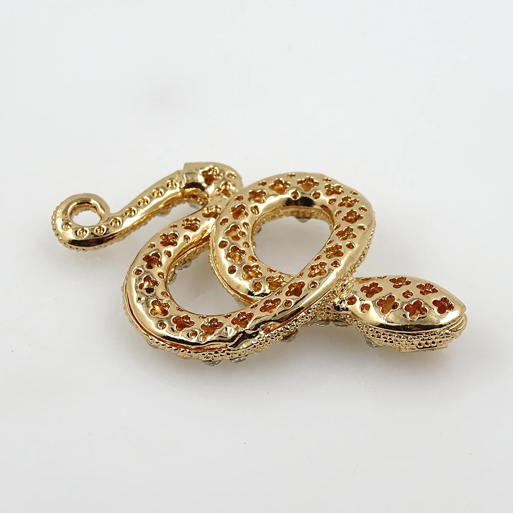 10 pieces of snake-shaped DIY handmade jewelry metal rhinestone three-dimensional shape pendant amulet accessories and materials