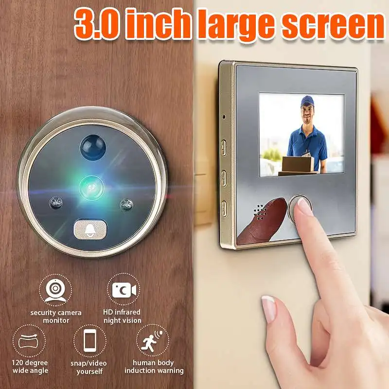 3.0 inch Digital LCD 120 Degree Peephole Viewer photo visual monitoring electronic cat eye camera doorbell camera