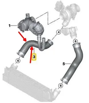 11618571896 Turbo Hose For Bmw 518 D / 520 D / 520 Dx BMW F10 - F11 Charge Air Line Intercooler pipe