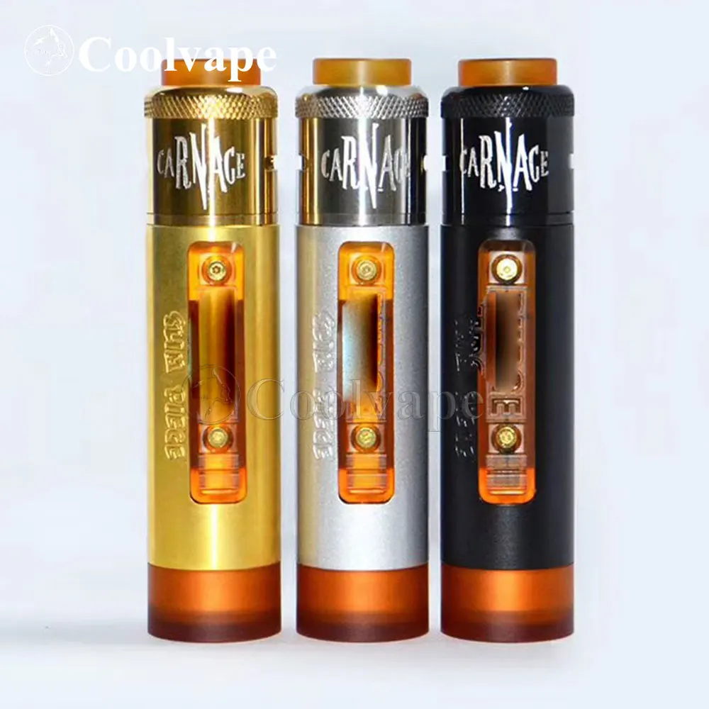 coolvape Slim piece mod mechanical mods with carnage rda 25mm diameter brass material 18650 battery e-cigarette mech mod vape