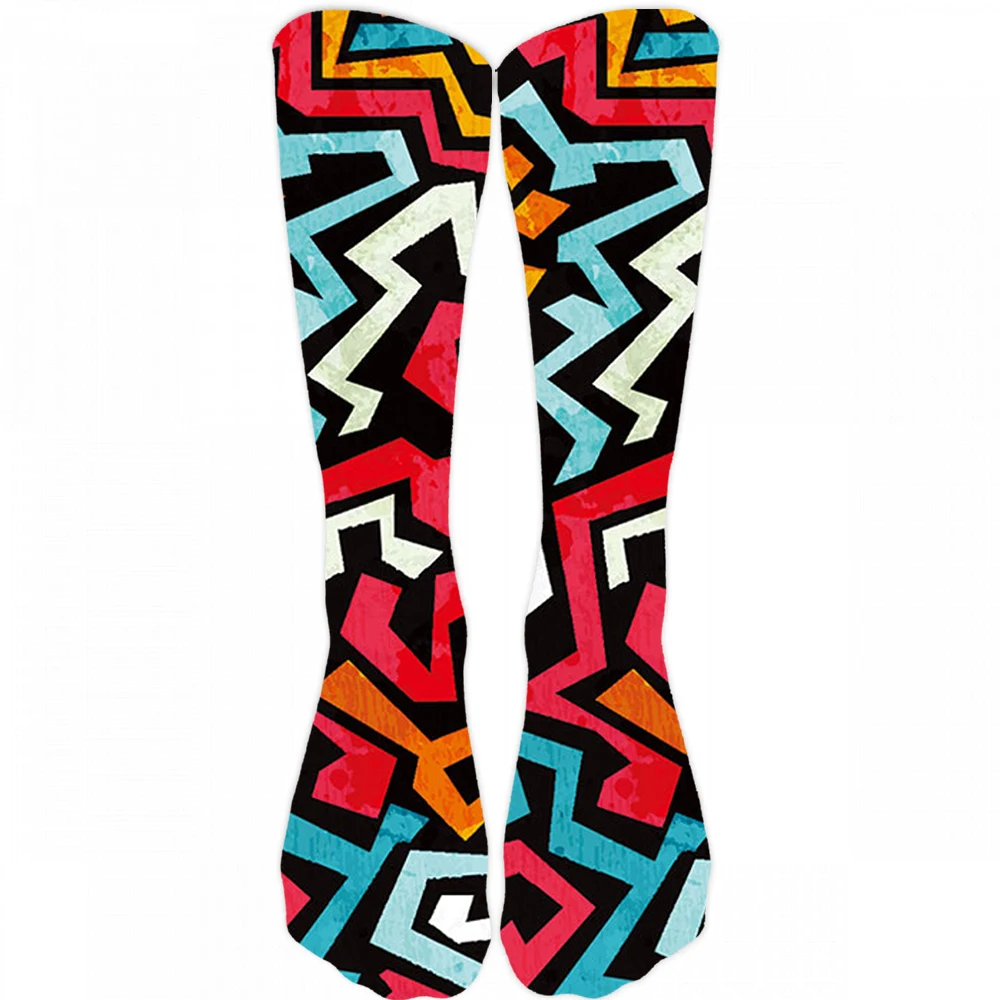 Chaussettes hautes colorées drôles drôles en coton Hip Hop, chaussettes longues chaudes, impression 3D cool, tendance de la mode, Harajuku