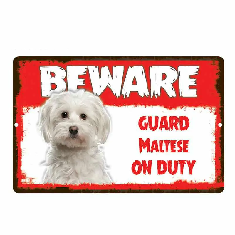 Warning Car Sticker Beware Guard Maltese on Duty Dog Windshield Bumper Motorcycle Helmet Decal Vinyl Auto Decoration