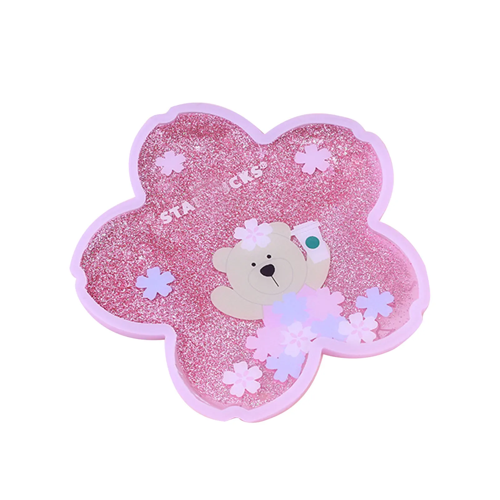 Cute Coaster Non Slip Rabbit Romantic Cherry Blossom Season Ocean Rainbow Quicksand Water Cup Mug Placemat Insulation Pad