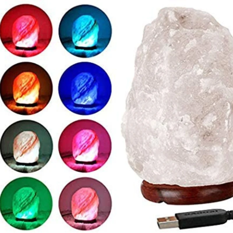 Himalayan Crystal Salt Lamp USB Natural Formation Colorful Warm White LED Mineral Salt Lamp Bedroom Decoration Night Light