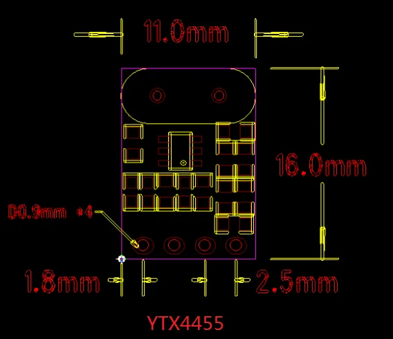 YTX4455TA 315 "433Mhz 10dBm alta confiabilidad, alto rendimiento, configuración libre ASK y OOK transm LORA" FSK "RF