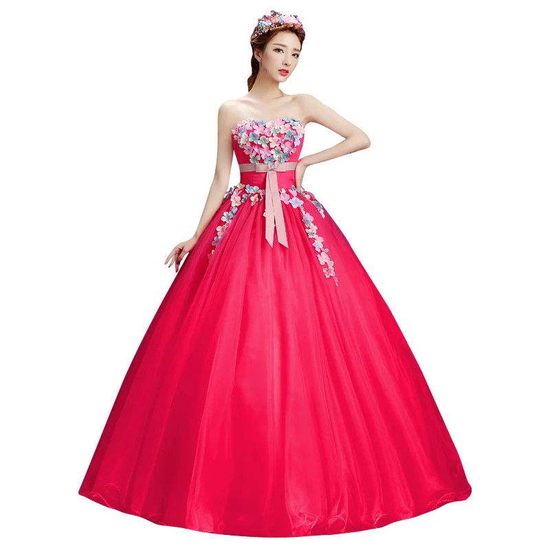 Sommer neuen Stil Quince anera Kleider Blumen applikationen Vestidos süß 16 Jahre Party Prom Vintage bodenlangen Ballkleid