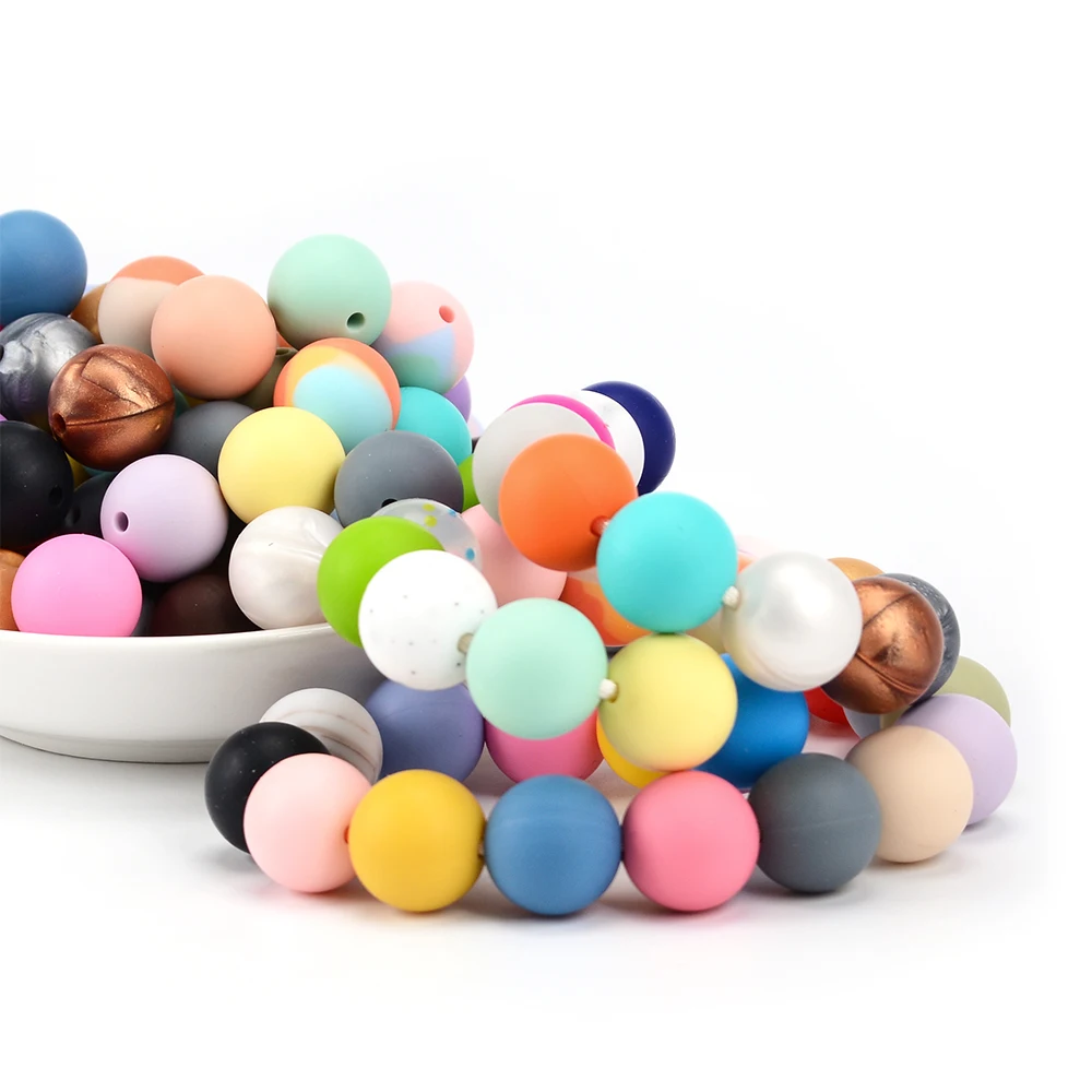 Round Silicone Beads 12mm Wholesale 40pcs Baby Teething Toys Food Grade Chew Beads Infant Teethers Shower Gift Necklace Pacifier